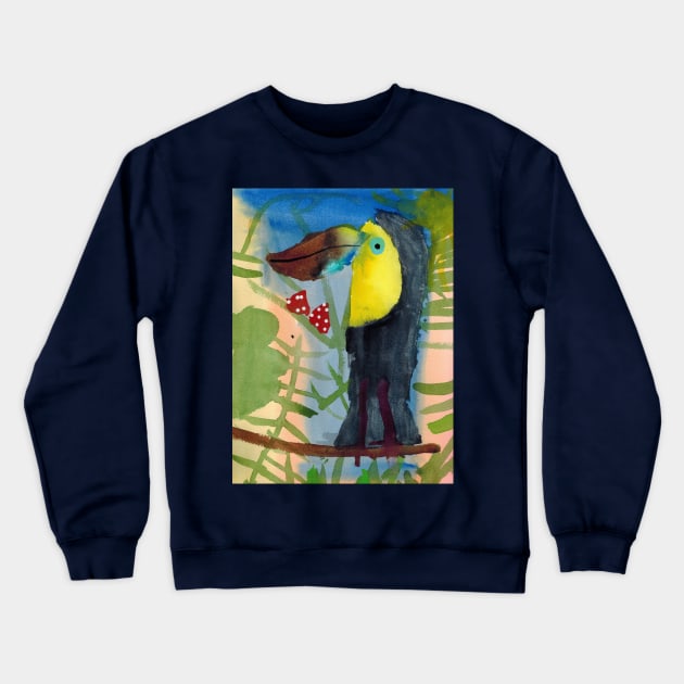 A Toucan Eating Strawberries Crewneck Sweatshirt by Rita Winkler